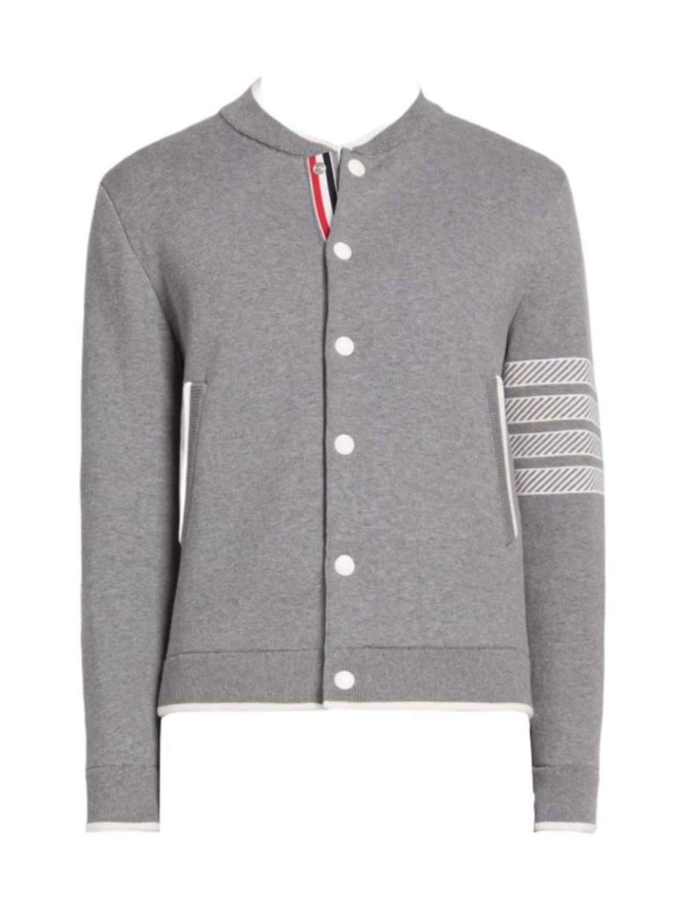 Thom Browne Anchor Jacquard 4-Bar Bomber Jacket in Grey